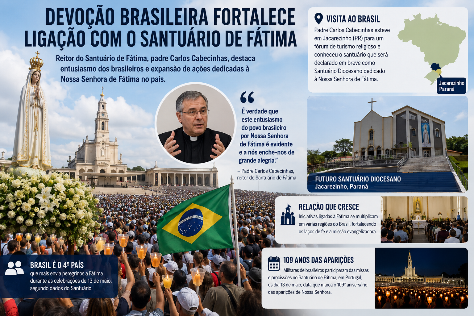 Devoção brasileira fortalece ligação entre o Brasil e o Santuário de Fátima.