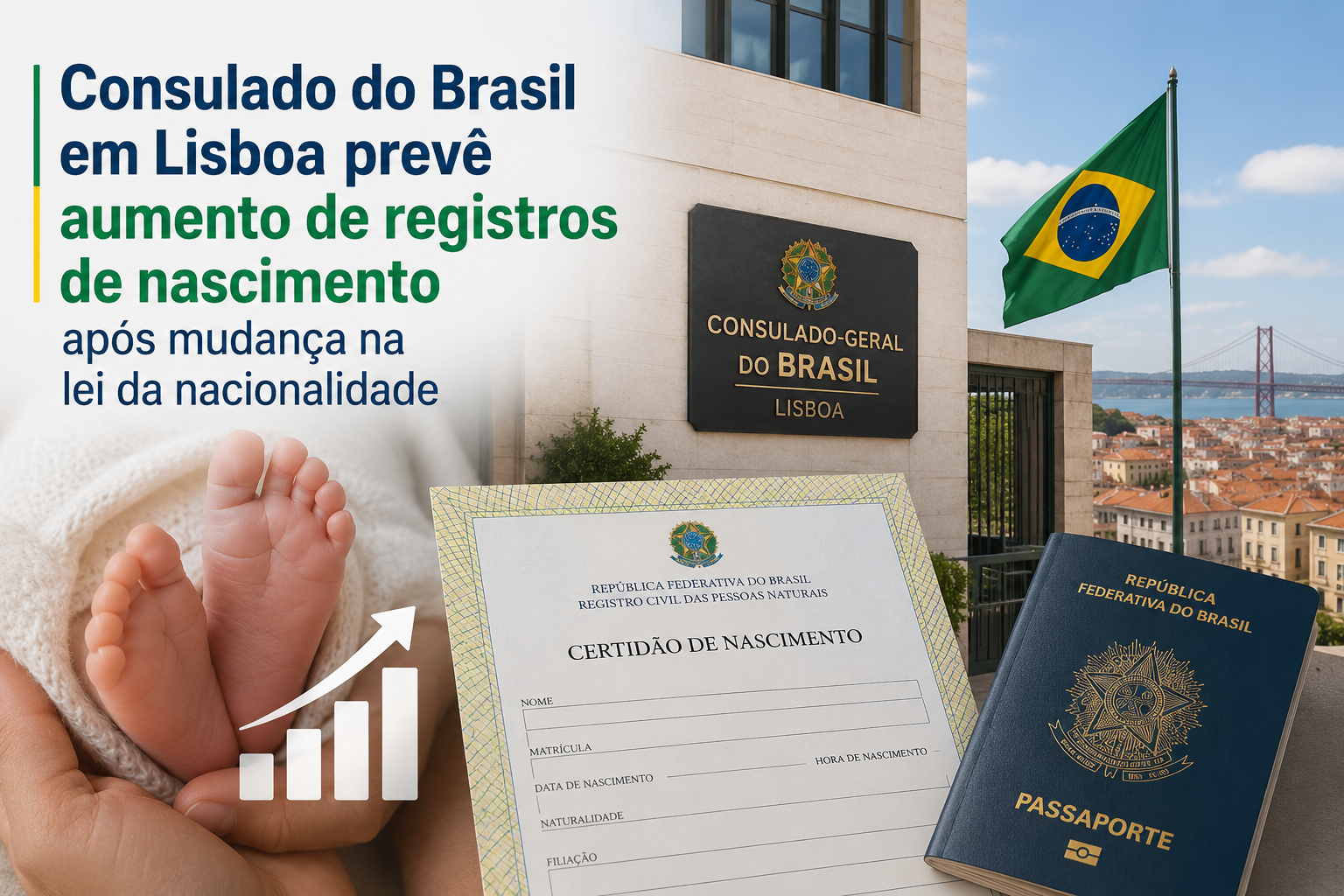Consulado do Brasil em Lisboa projeta aumento de registros de nascimento após alteração na lei da nacionalidade