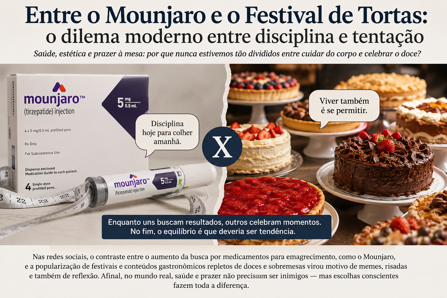 Entre o Mounjaro e Festival de Tortas: O dilema Moderno entre disciplina e a tentação.