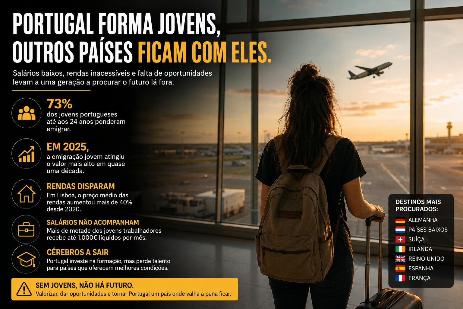 Juventude portuguesa volta a olhar para fora: emigração atinge máximos da última década.