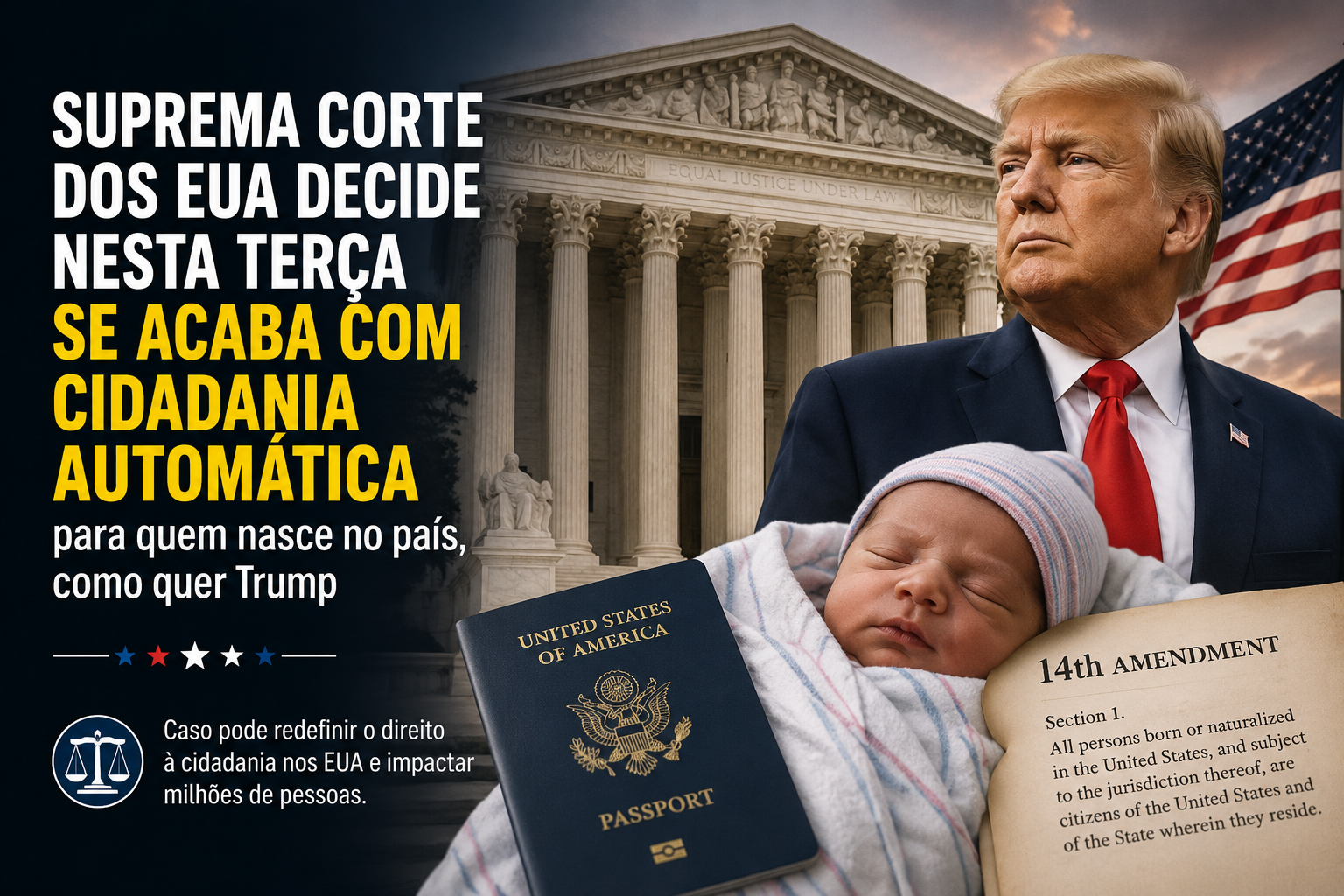 Suprema Corte dos EUA decide nesta terça se acaba com cidadania automática para quem nasce no país, como quer Trump