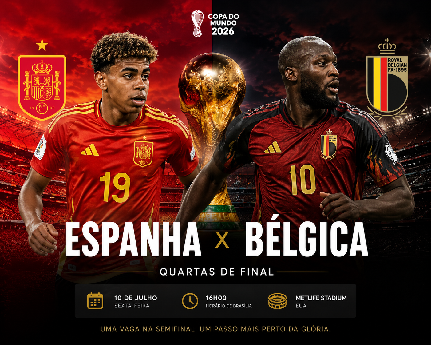Espanha e Bélgica disputam vaga na semifinal da Copa do Mundo; espanhóis chegam como favoritos