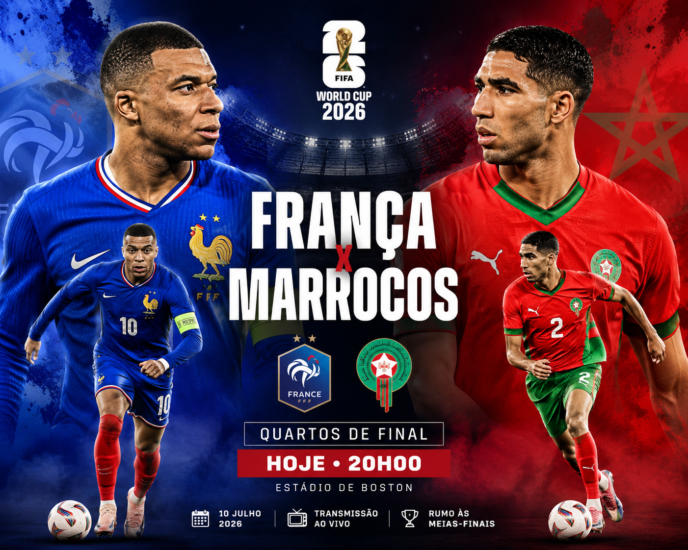 França e Marrocos disputam hoje um lugar nas meias-finais do Mundial 2026